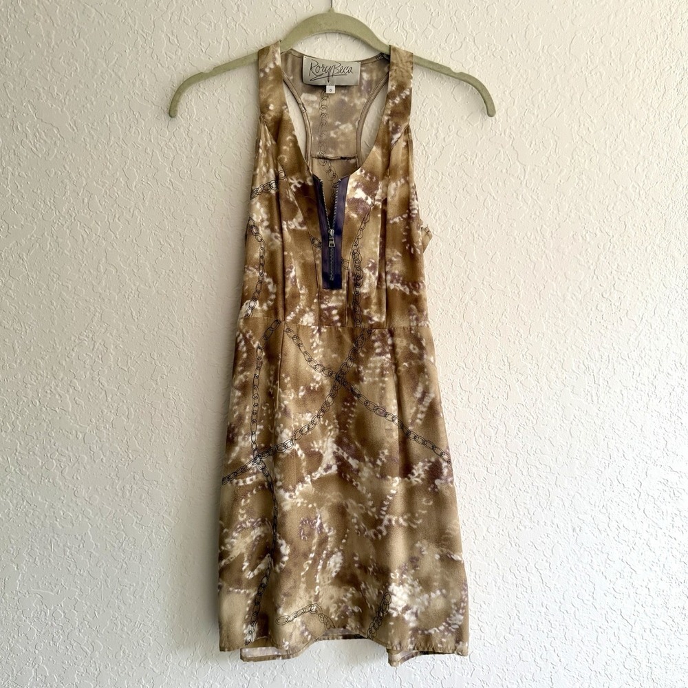 Rory Beca Silk Mini Dress Size 0 2010s Y2K Chain Link Indie Brunch Date Cocktail